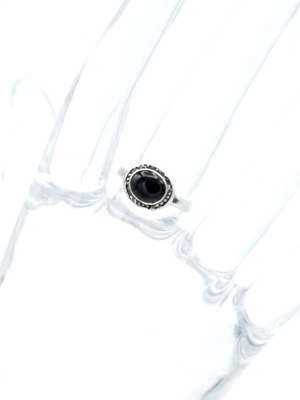 New Boho Minimalist Handmade Sterling Silver Black Acrylic Round Ring - Picture 7 of 7